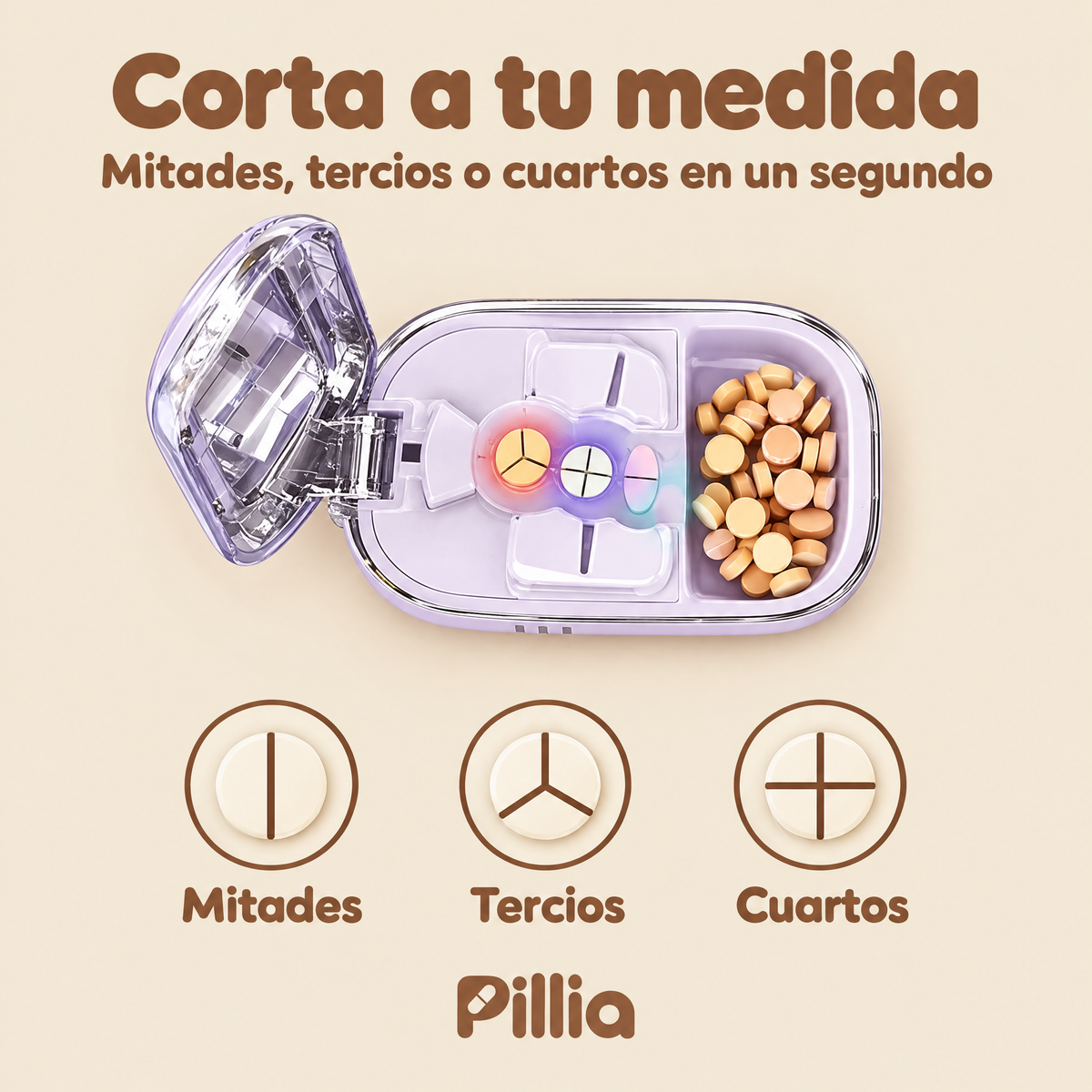 Corta en mitades, tercios o cuartos